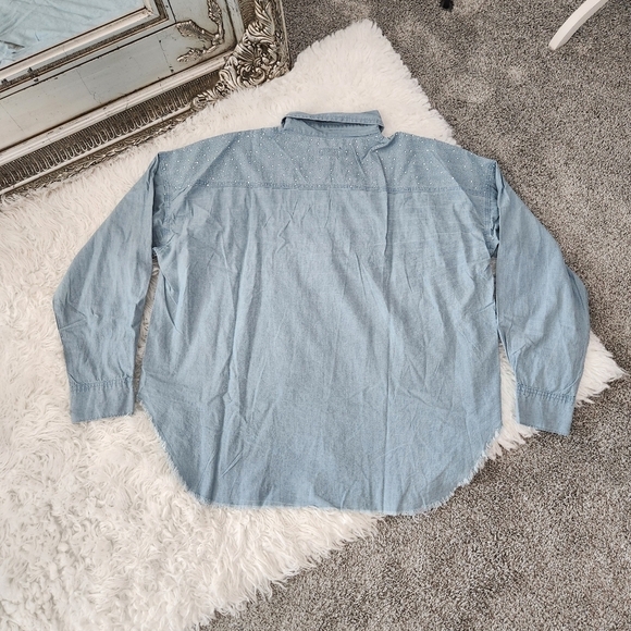 Thrill Jeans Plus Size Bling Detail Button Down Long Sleeve Shirt. Size 1X. New. - Picture 3 of 8